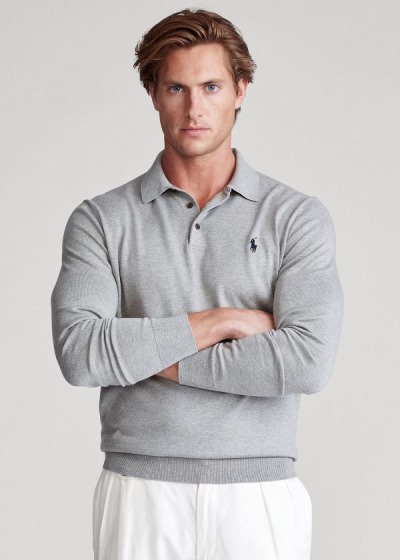 Sueter Polo Ralph Lauren Hombre Grises - Cotton Polo-Collar - MXDCK9508